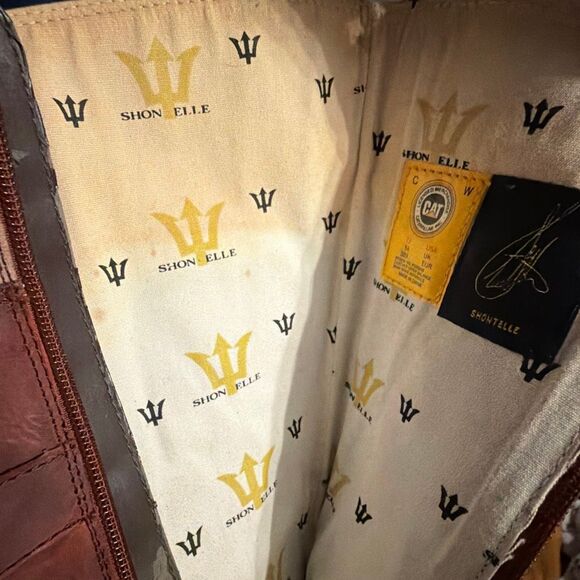 CATERPILLAR CAT Shoes 7.5 Womens Knee High Boots Rust Leather Boho Buckle Zip - Picture 10 of 10